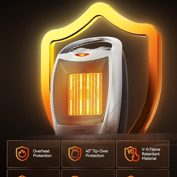 NEW Portable Electric Space Heater Thermostat Ceramic Fan Office Room Desk Indoo - Picture 11 of 15